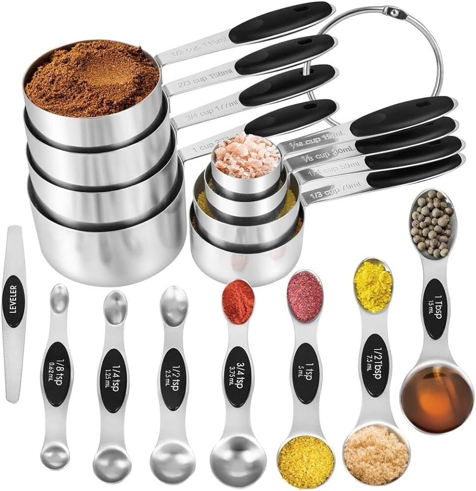 KELOFKO 16 Pieces Measuring Cups and Magnetic Measuring Spoons Set Stainless Steel,8 Measure Cups... | Amazon (US)