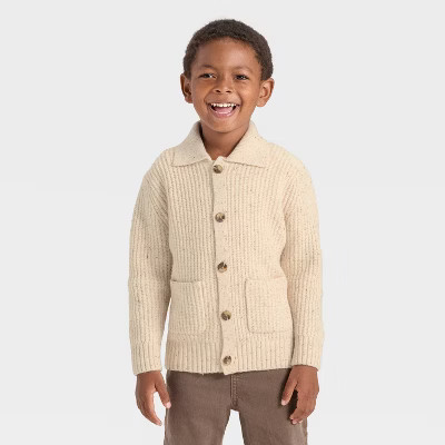 Toddler Boys' Button-Up Cardigan - Cat & Jack™ Oatmeal 5T | Target