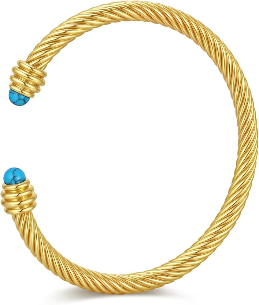 Mixed Metal Cable Bracelet for Women Two Tone Twisted C able Jewelry Gold and Silver Bangle Non T... | Amazon (US)