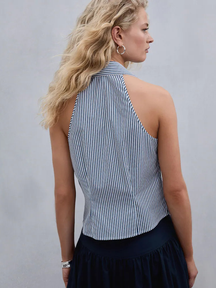 Navy Blue/White Stripe Halter Neck Sleeveless Shirt | Next EU