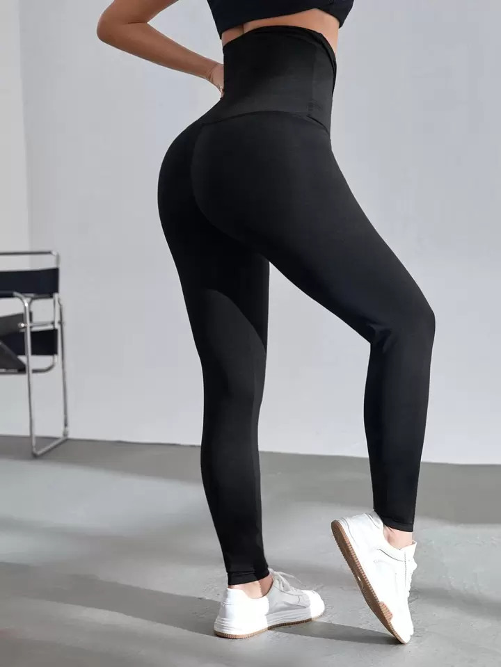 SHEIN EZwear SpringHook And Eye Wideband Waist Leggings | SHEIN