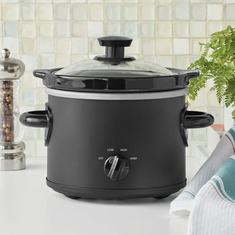 Mainstays 2 Qt Manual Slow Cooker, Matte Black | Walmart (US)