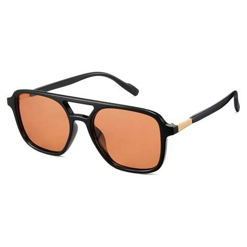 Cyxus Retro Aviator Sunglasses for Women Trendy Shades Polarized Lens UV Protection for Beach Music Festivals Shopping（P1215F01 Champagne） | Amazon (US)