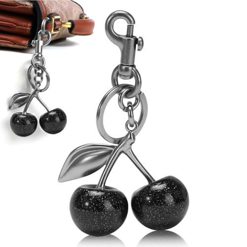 Cherry Keychain-bag charm Accessories for Women Cute Bag Charm（Black Cherry) | Amazon (US)