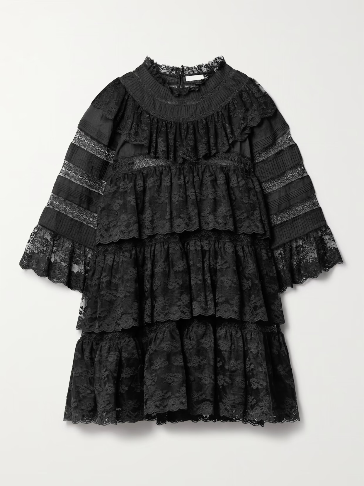 DÔEN - Oralie Tiered Ramie And Lace Mini Dress - Black | NET-A-PORTER (US)