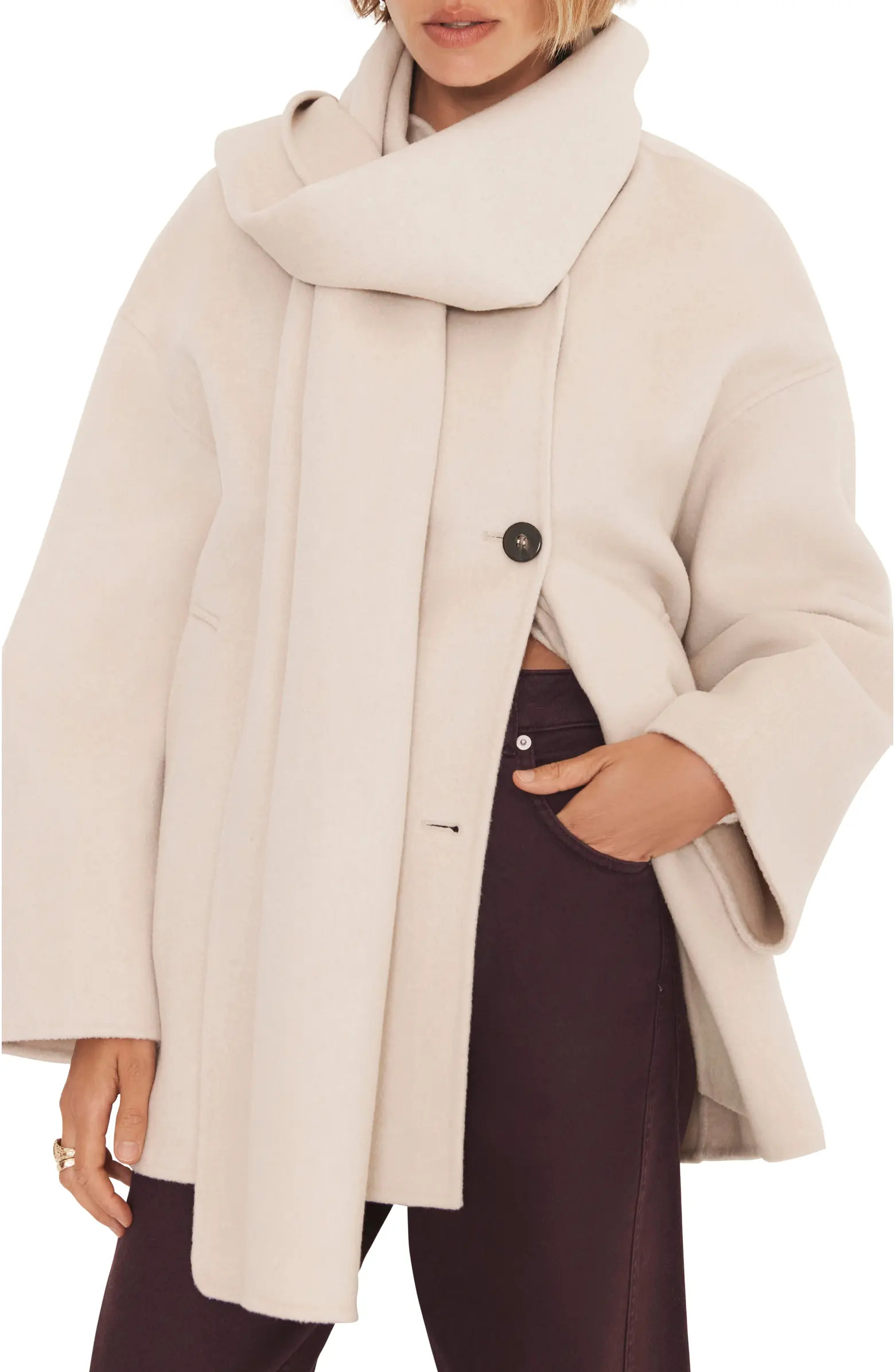 MINT VELVET Wool Blend Hand Finished Scarf Coat | Nordstrom | Nordstrom