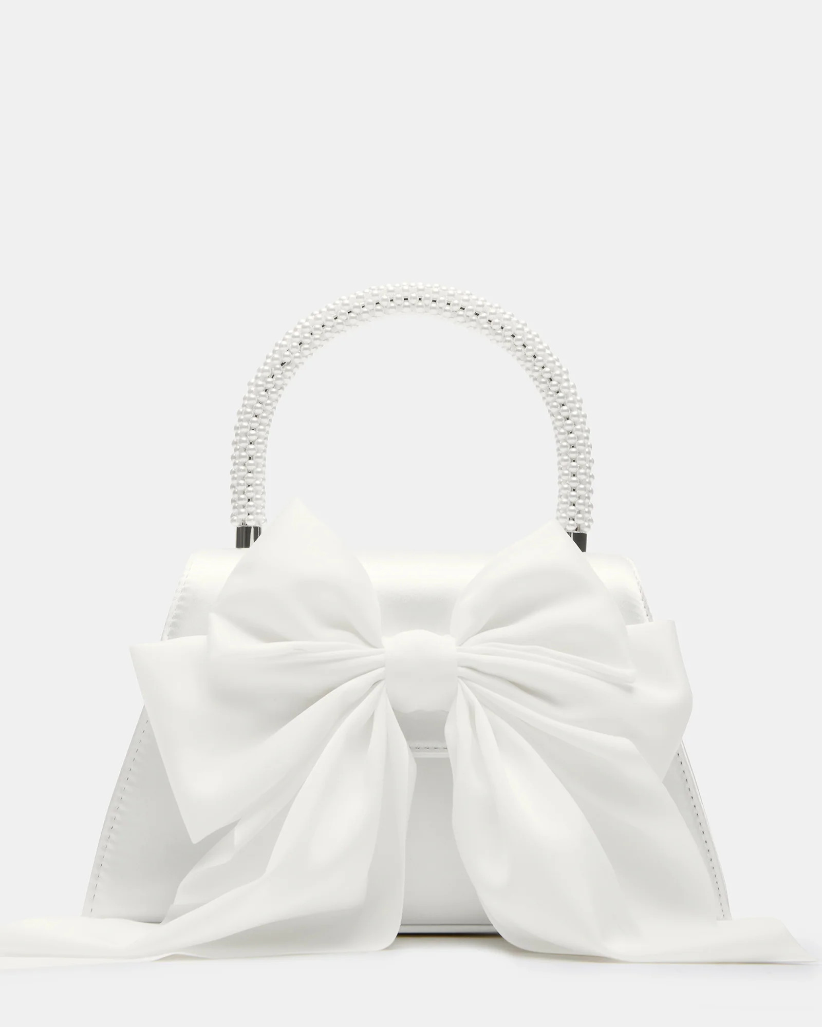 COSETTE Bag White Satin Beaded Top-Handle Mini Handbag | Steve Madden (US)
