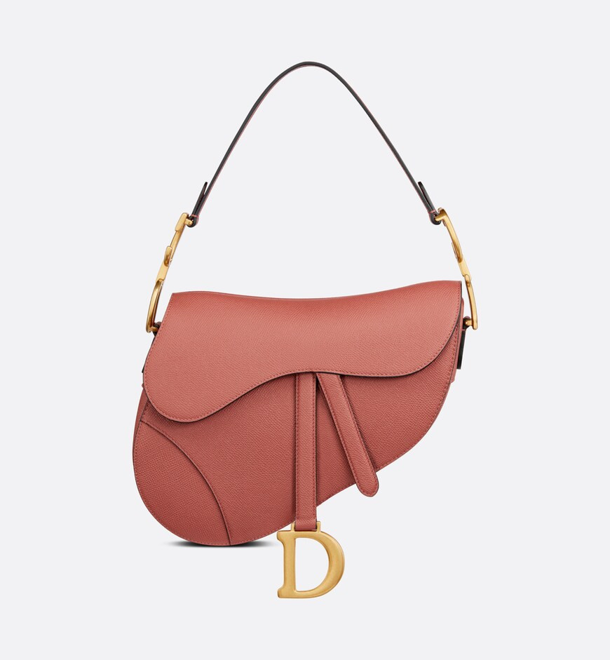 Saddle Bag with Strap Rust-Colored Grained Calfskin | DIOR | Dior Couture