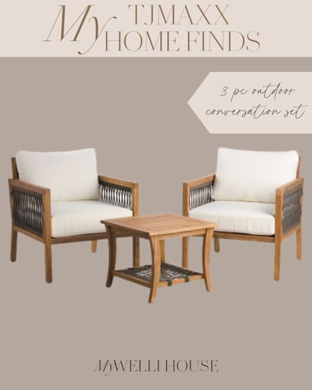 3 pc conversation set outdoor furniture from TJMAXX!
Patio season, patio chat set, outdoor essentials 

#LTKFind #LTKhome #LTKsalealert