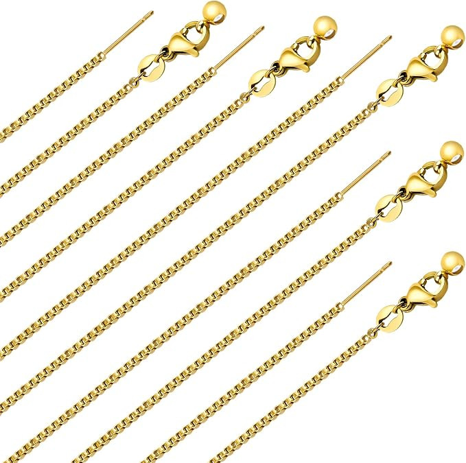 GTVOODX 10Pcs Gold Box Adjustable Necklace Chains Bulk for Jewelry Making 20Inch Stainless Steel ... | Amazon (US)