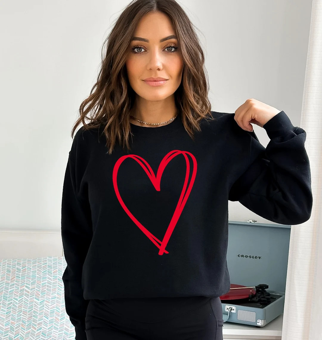 Embossed Valentines Day Sweatshirt, Womens Valentines Day Sweater, Heart Sweatshirt, Valentines D... | Etsy (US)