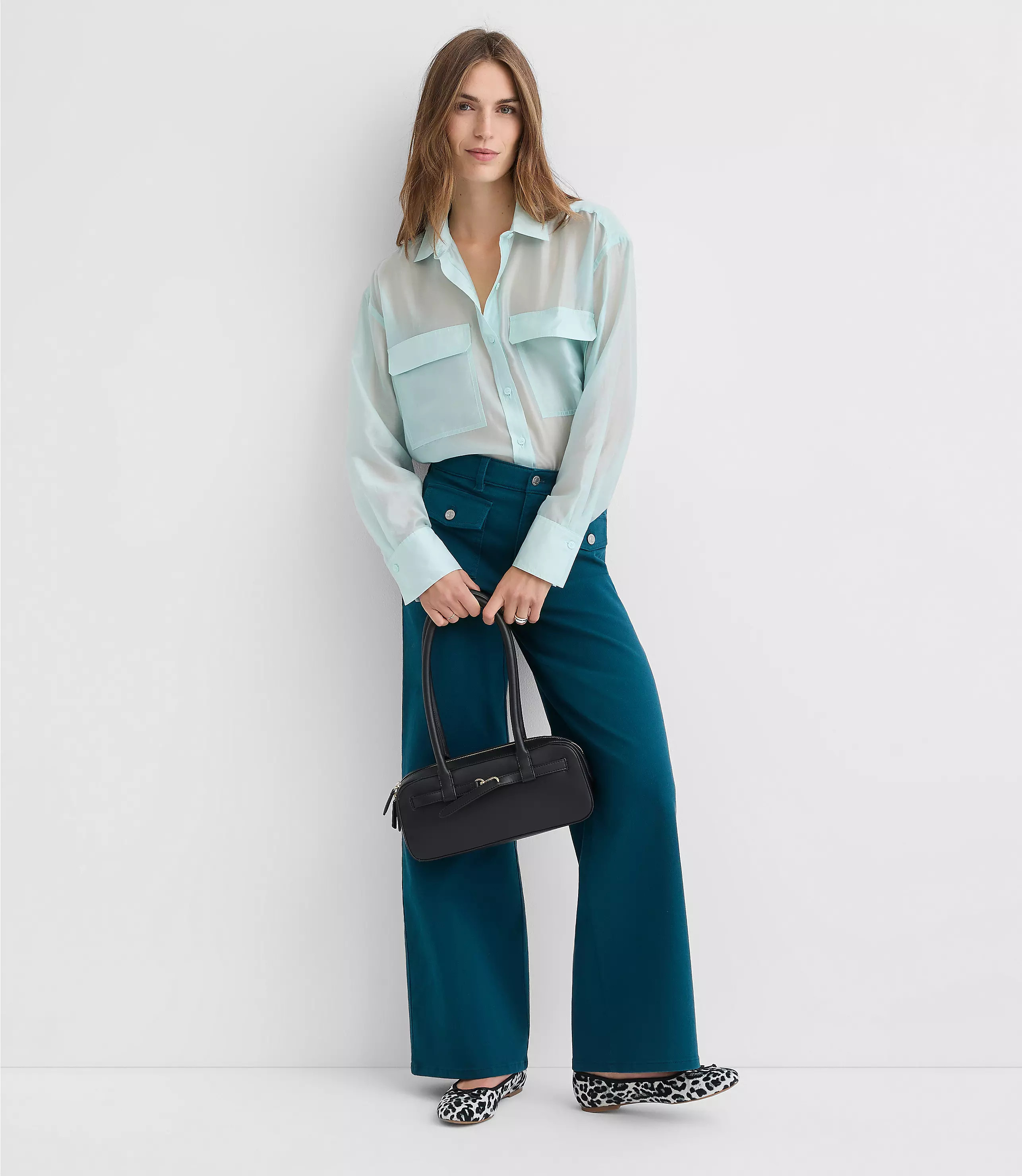 Palmer Wide Leg Pants in Twill | LOFT