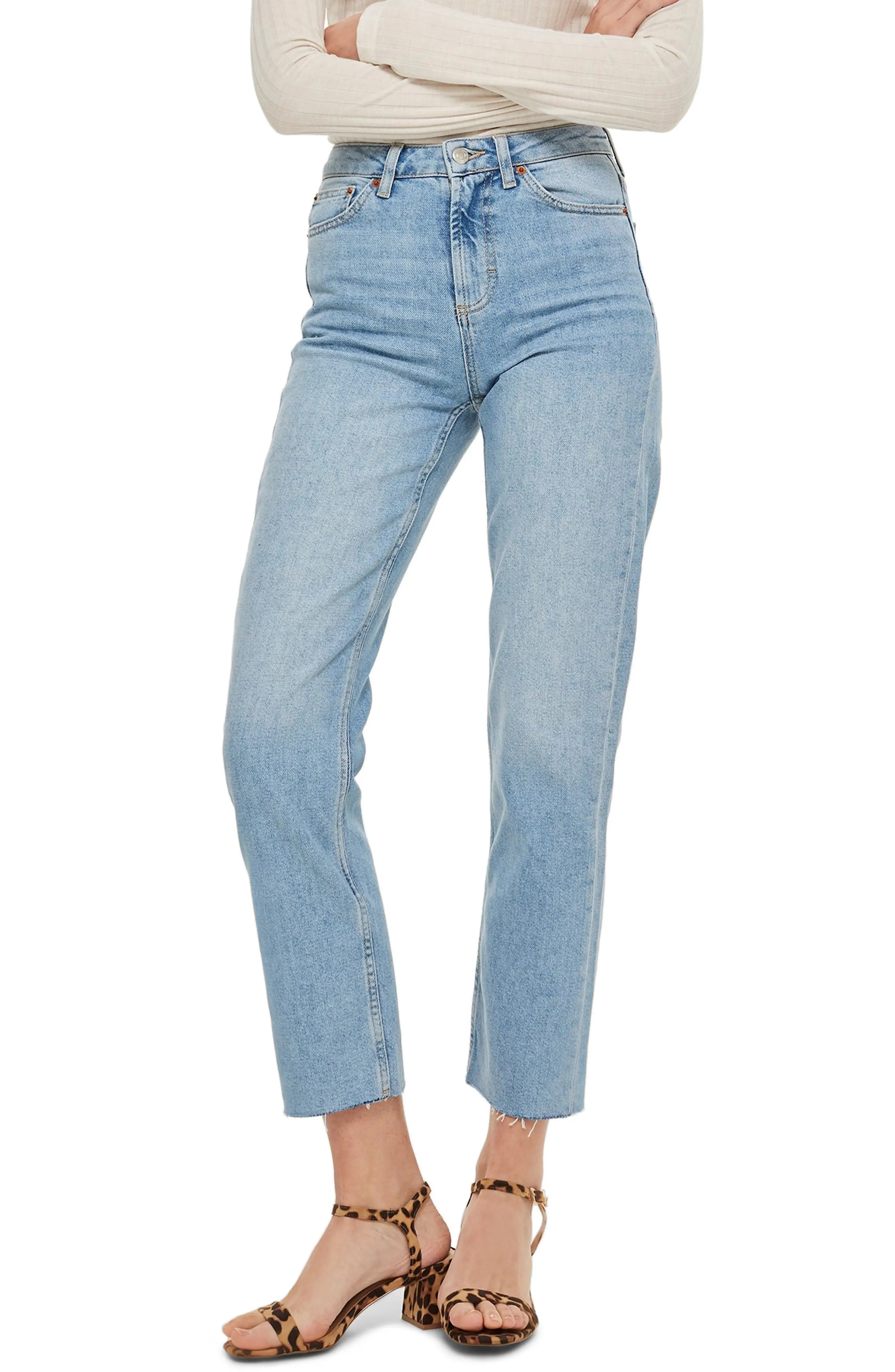 Topshop Raw Hem Straight Leg Jeans | Nordstrom