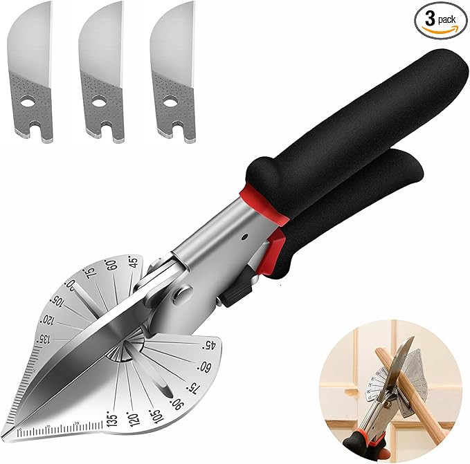 Miter Shears for Wood Trim Molding, 45-135 Degree Adjustable Hand Trim Tools, Quarter Round Cutti... | Amazon (US)