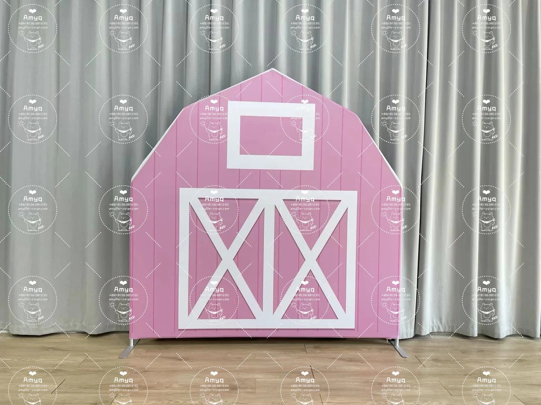 6ft 7ft Light Pink Farm Barn Arch Stand Fabric Print House Backdrop Cover Custom Party Photo Boot... | Etsy (US)