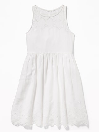 Crepe Cutwork Fit & Flare Dress for Girls | Old Navy US