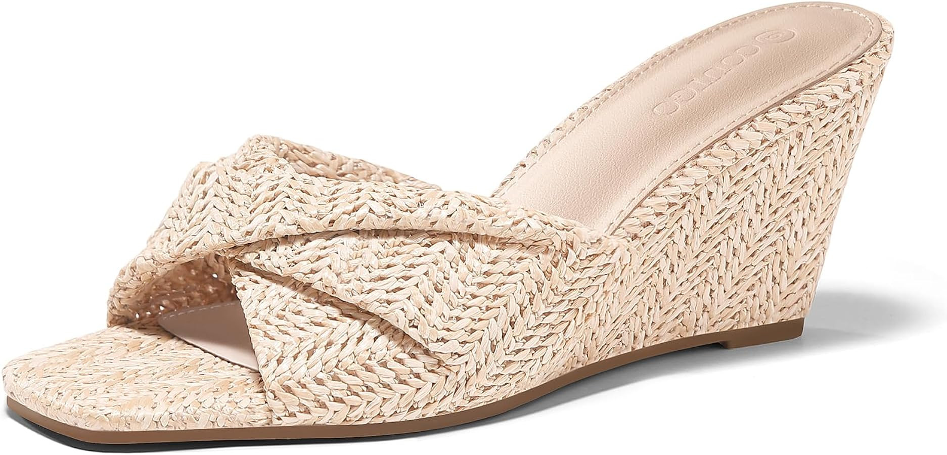Coutgo Womens Wedge Sandals Espadrilles Square Open Toe Slip On High Heels Slides Summer Beach Sh... | Amazon (US)
