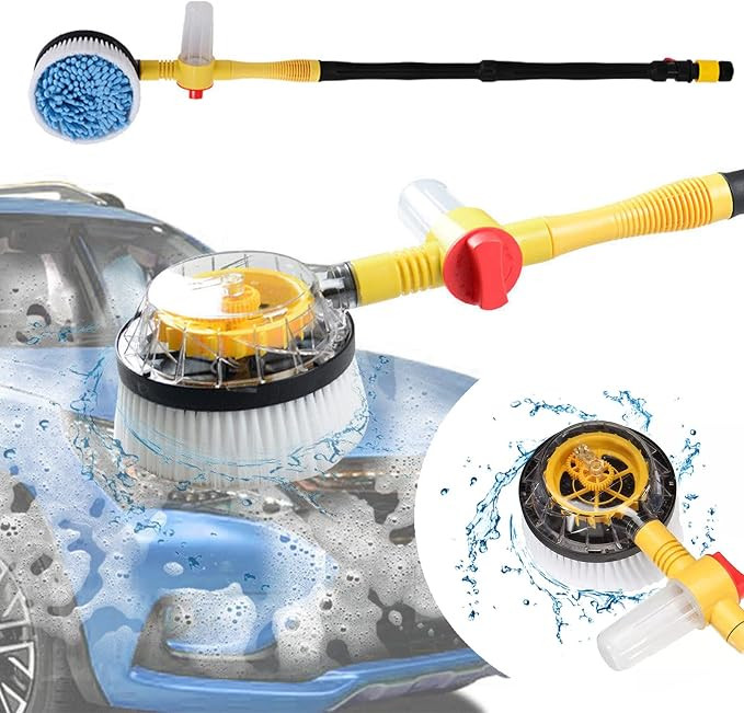 Rotating Car Wash Brush with Hose Attachment, Soft Chenille Microfiber Bristle Car Cleaning Brush... | Amazon (US)