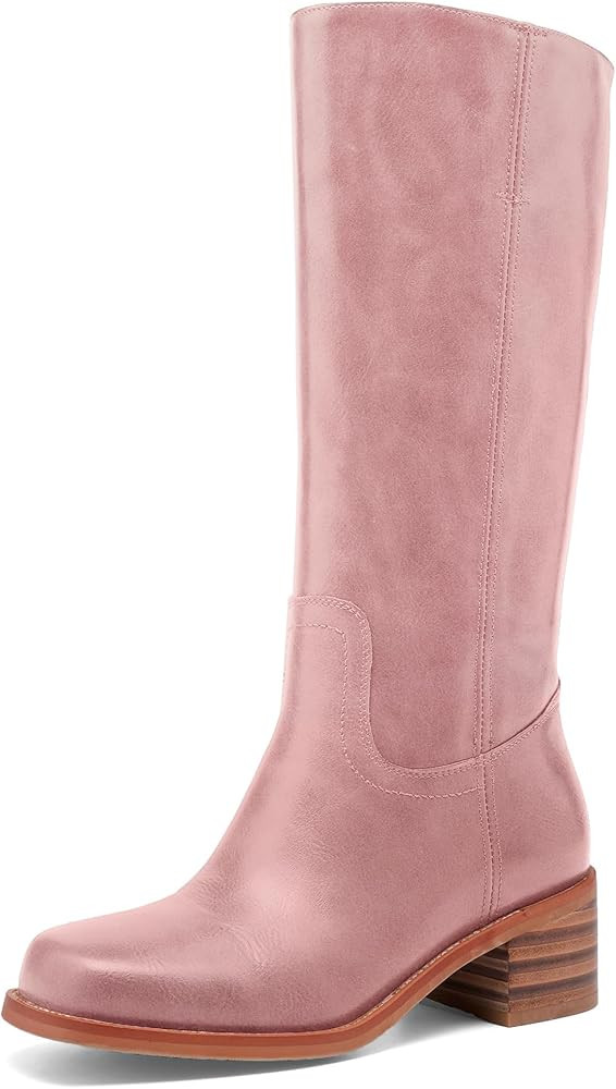 Banana Women's Knee High Boots Comfortable Chunky Block Heel Long Boots for Women Casual Square T... | Amazon (US)