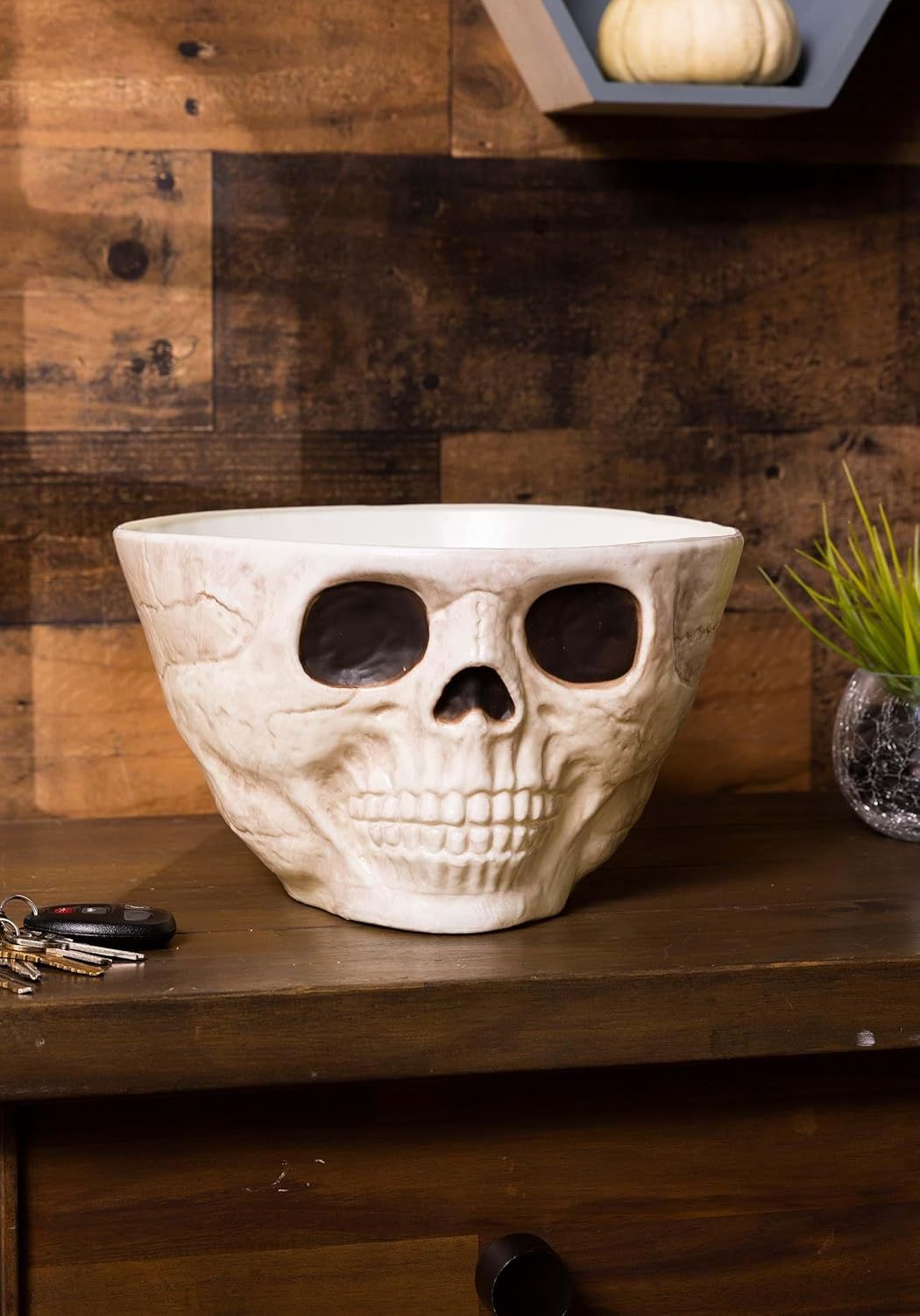 Seasons USA Skull Candy 9.5" Snack Bowl Sturdy Plastic Skeleton Halloween Decor Tableware | Amazon (US)