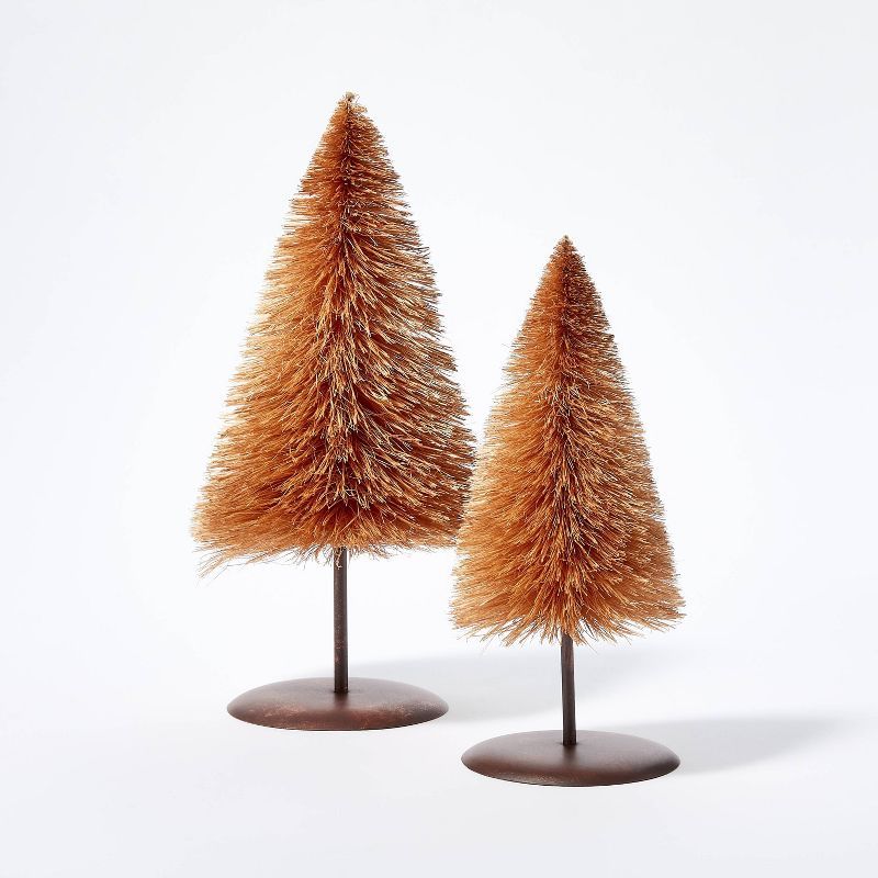 Set of 2 Natural Bottlebrush Trees Tan - Threshold&#8482; designed with Studio McGee | Target