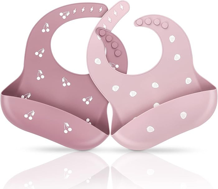 ME.FAN Silicone Baby Bibs for Babies & Toddlers | Adjustable Silicone Bibs Set of 2 | Amazon (US)