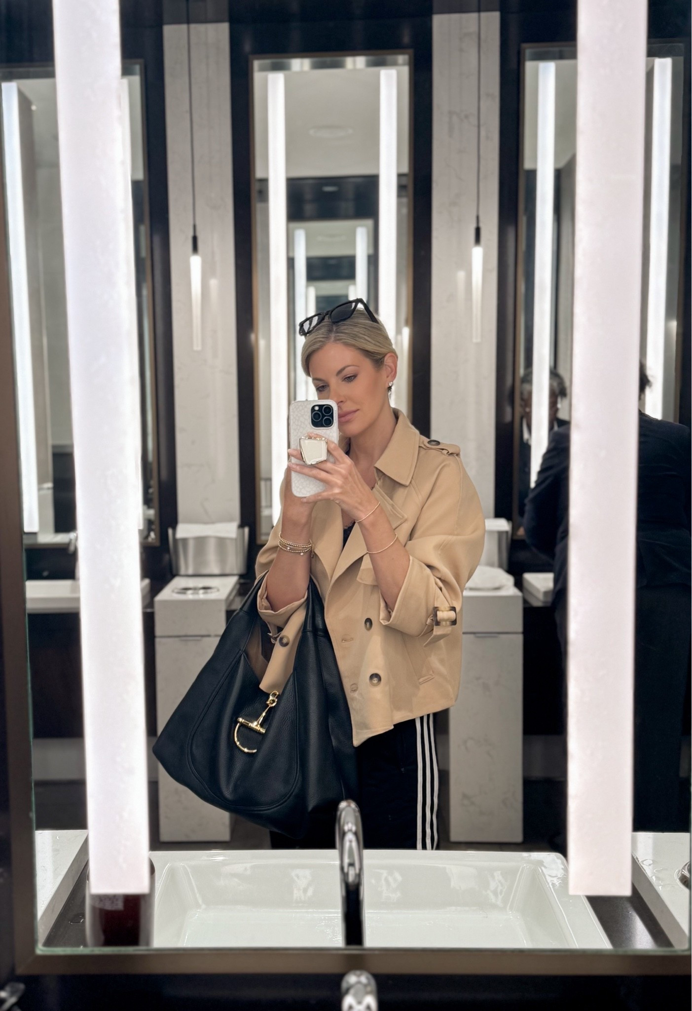 Airport fit check ✈️ Changed up the pants for this trip, but this is officially the SECOND time I’ve traveled in these and I’m starting to think they may be my new go-to travel pants. 😂 SO comfortable, easy to wear, and still give you that chic, pulled-together look without sacrificing comfort.

Loving this whole fit for a travel day, and the jacket is such a good budget-friendly find! Linking the entire look here. 🤎✈️

#LTKNYFW #LTKootd #LTKTravel