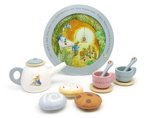KIDS PREFERRED Beatrix Potter Peter Rabbit Wooden Tea Set for Pretend Play, 11 Pieces | Amazon (US)