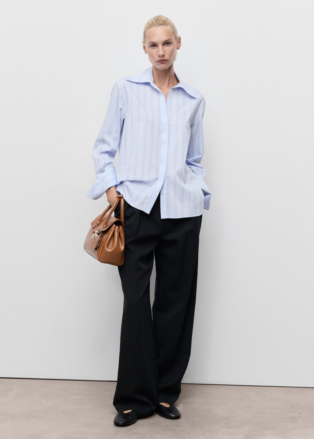 Lapels striped shirt sky blue - Woman - 6 - MANGO | Mango (US/MX/AU)