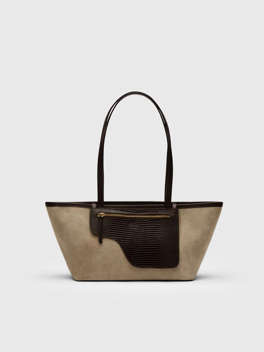 Gaiba Avena/Walnut Suede/Printed Lizard Mini tote bag | ATP Atelier | Official Site | ATP Atelier