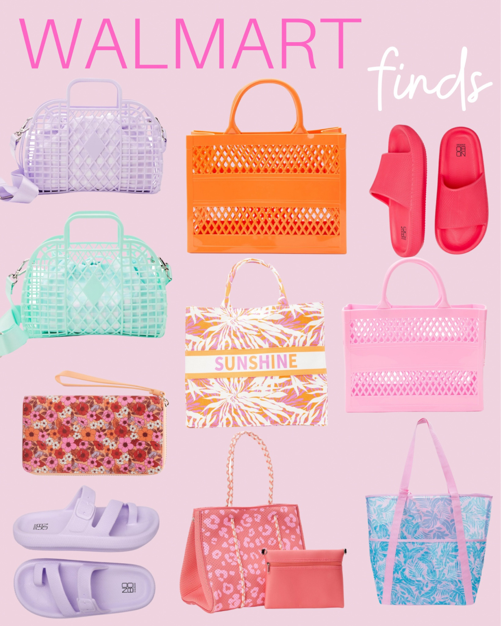 Walmart accessories, Walmart totes, Walmart bags, Walmart beach bag, Walmart beach tote, Walmart jelly tote, Walmart slide sandals #walmartbags #walmartbeachtote #walmartslidesandals

#LTKitbag #LTKshoecrush #LTKtravel