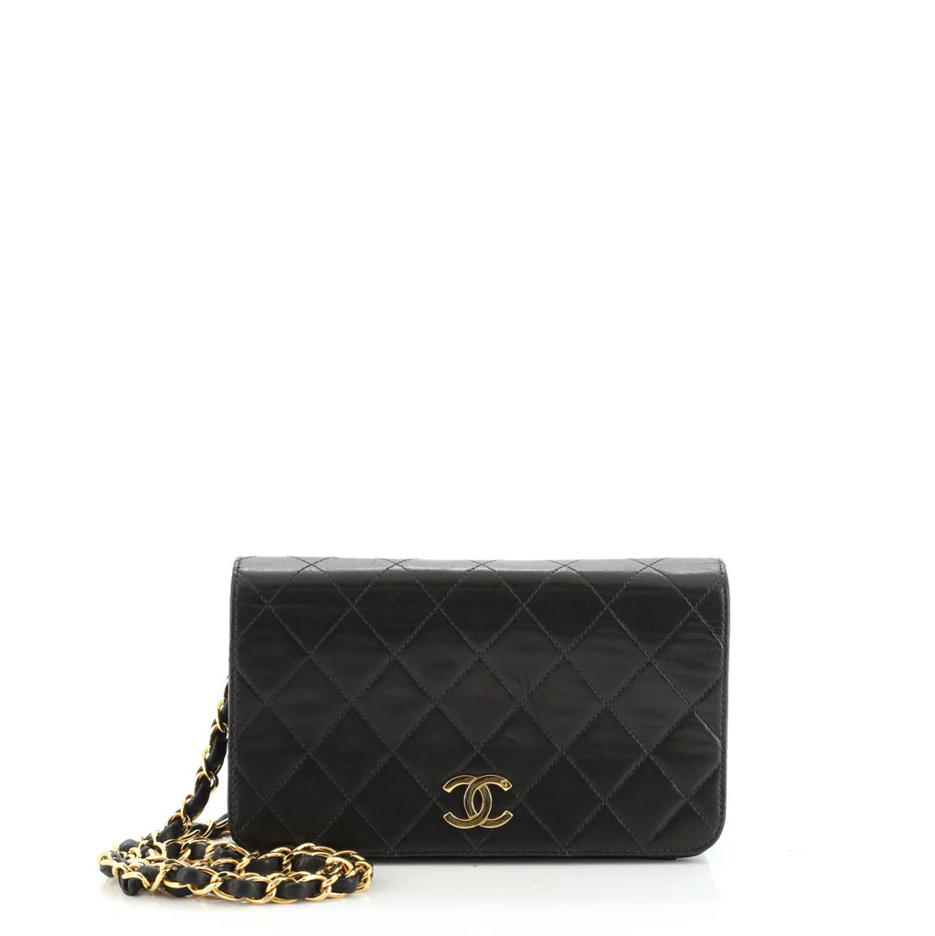 Chanel Vintage Full Flap Bag Quilted Lambskin Mini Black 117032147 | Rebag