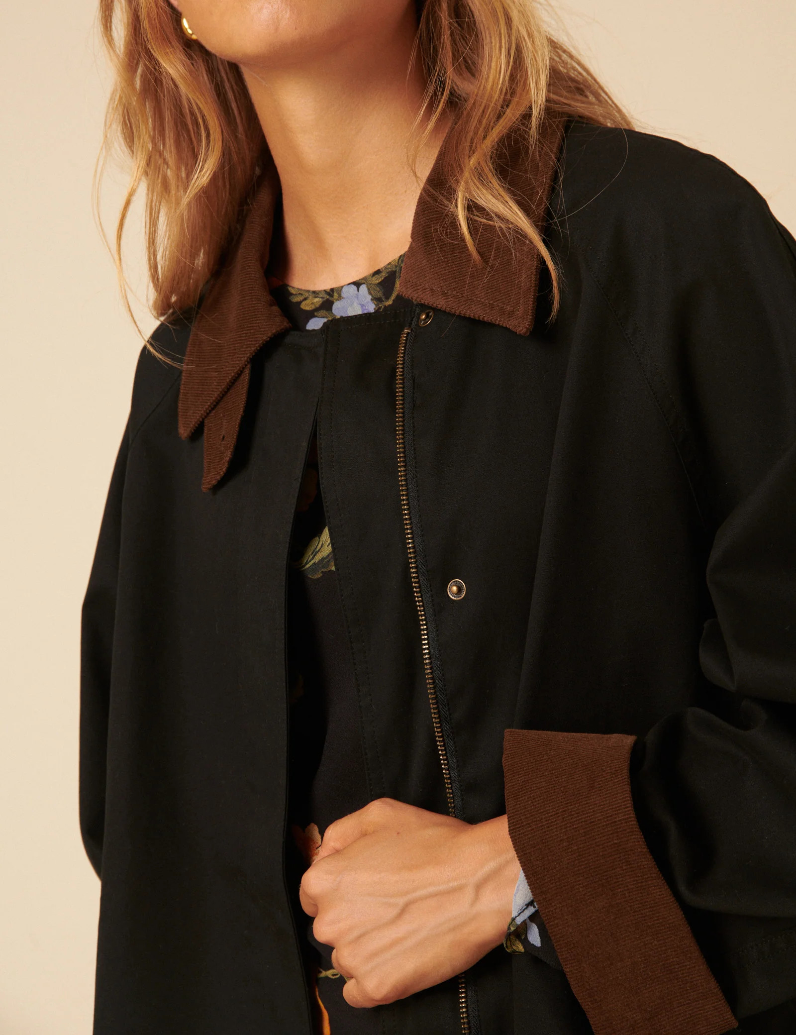 Dark Navy Cord Detail Barn Jacket | Nobody's Child