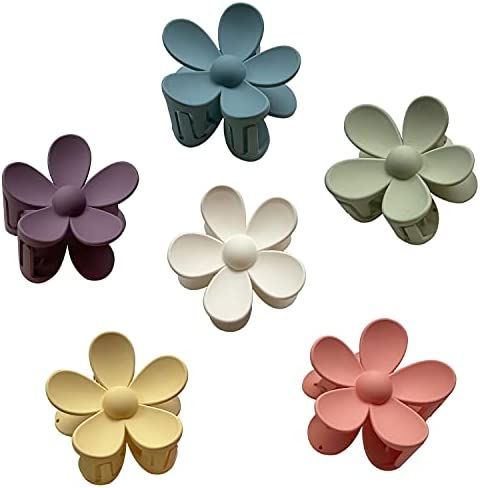 6 PCS Hair Claw Clips Big Hair Clips Plastic Matte Flower Hair Clips for Women Girls Non Slip Jaw... | Amazon (US)