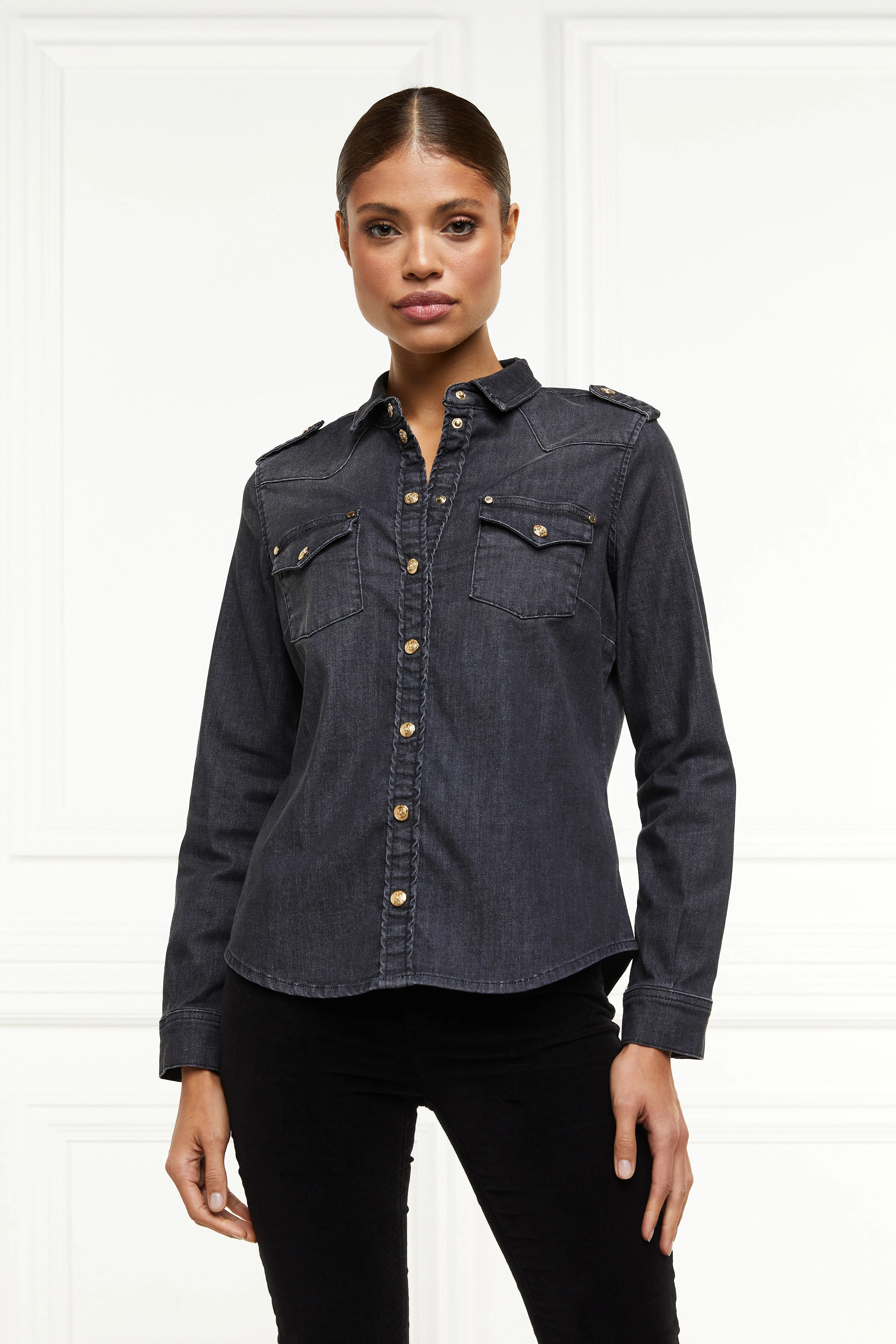 Western Denim Shirt (Washed Black) | Holland Cooper