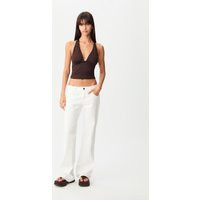 Stradivarius Gathered halter top Brown S | Stradivarius (UK)