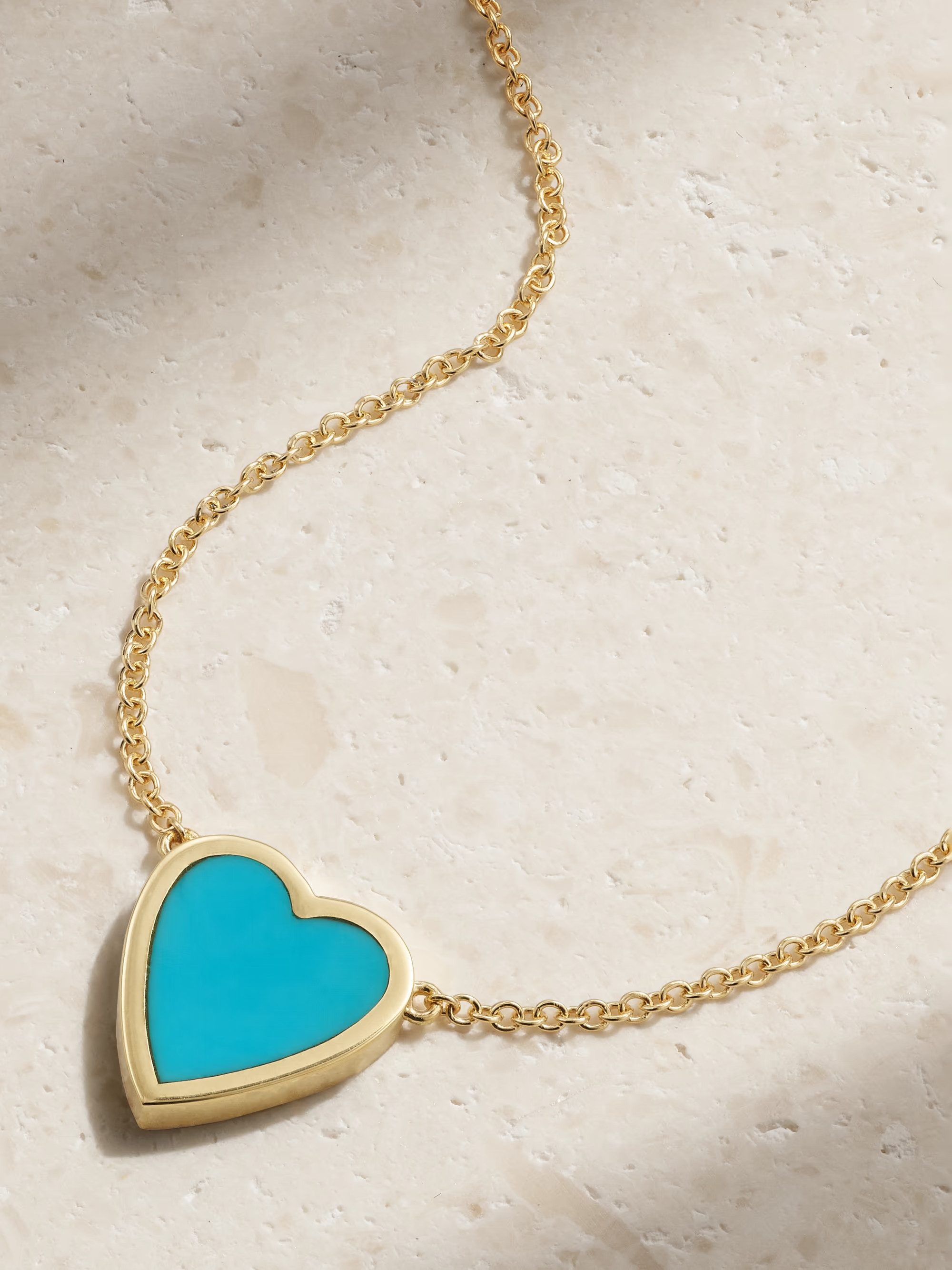 Mini Heart 18-karat gold turquoise necklace | NET-A-PORTER (US)