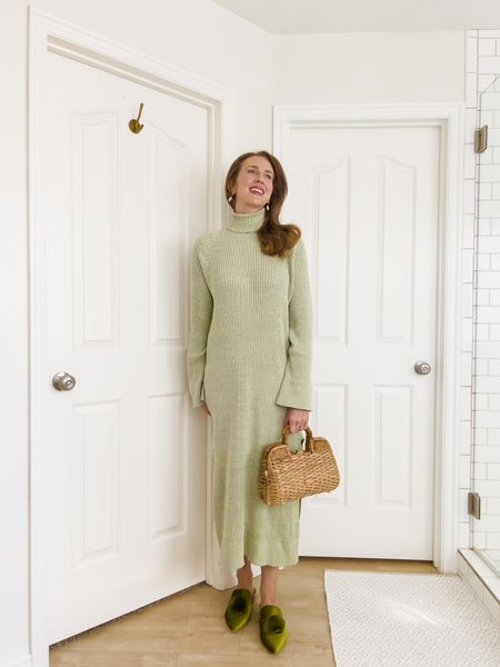 OOTD. Saks Fifth Avenue dress. (Similar) Wicker Frances Valentine handbag. Amazon velvet Pom Pom shoes. Anna Quan dress. Turtleneck sweater dress outfit.

I’m wearing: dress: size 10
                        Shoes: size 11m
#fall outfits #fall outfit 

#LTKstyletip #LTKshoecrush #LTKsalealert