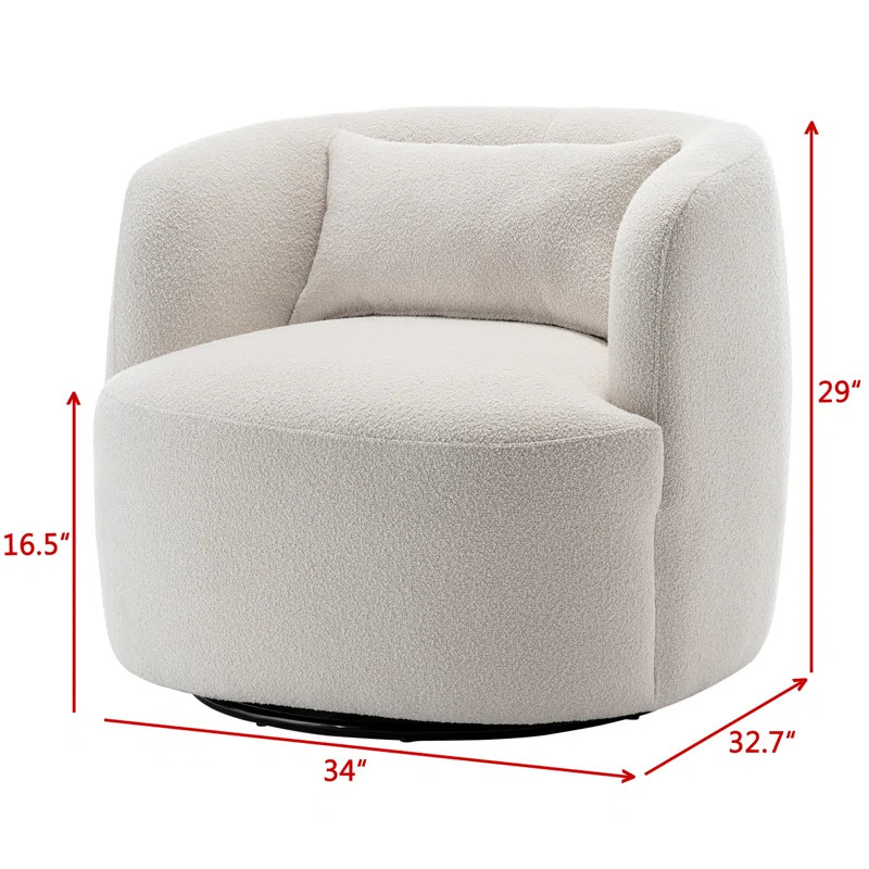 34" Wide Boucle Upholstered Swivel Armchair | Wayfair North America