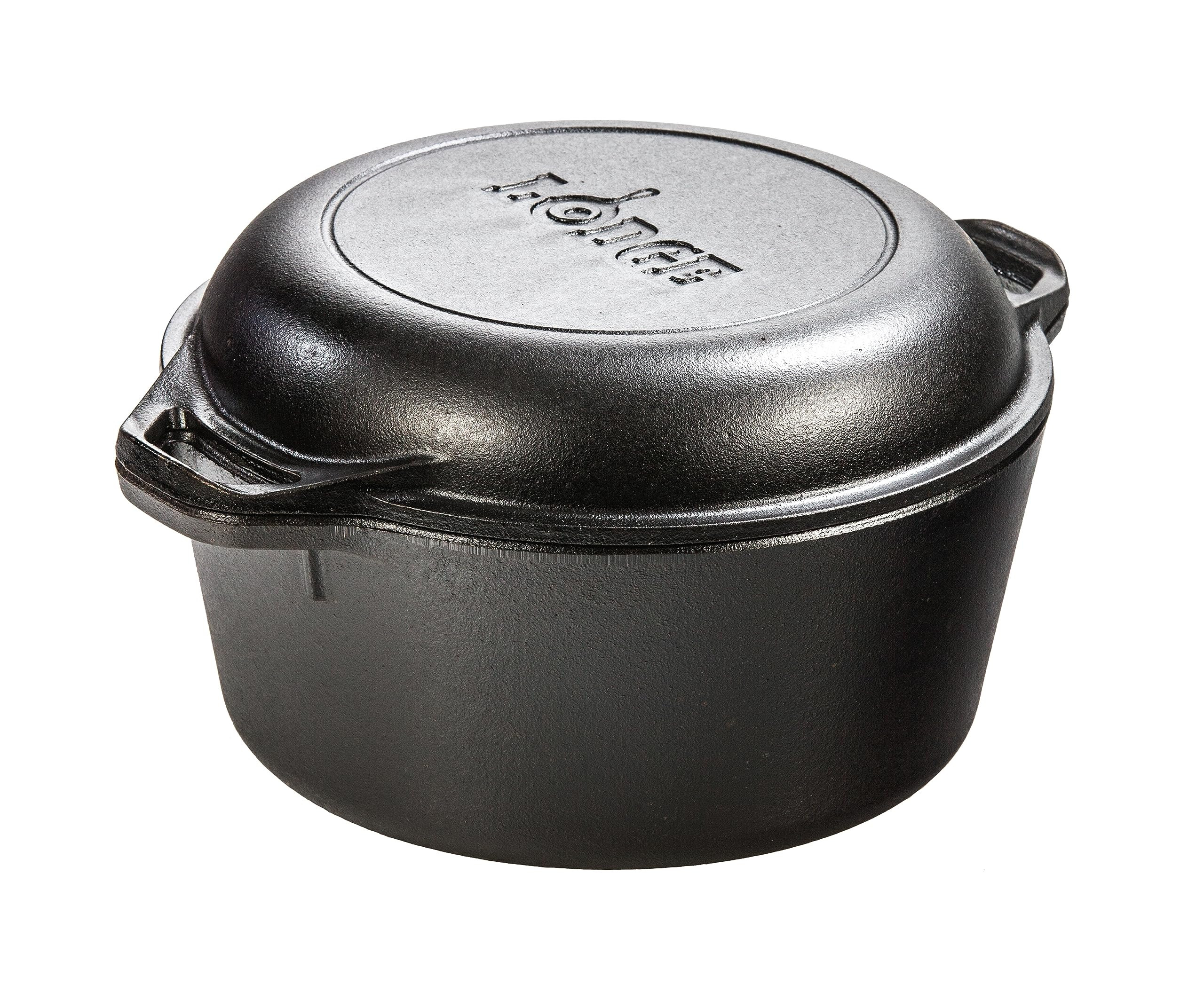 Lodge 5 Quart Cast Iron Double Dutch Oven – Pre-Seasoned – Lid Converts to 10.25" Skillet –... | Amazon (US)