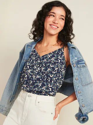 Semi-Fitted Printed Button-Front Cami for Women | Old Navy (US)