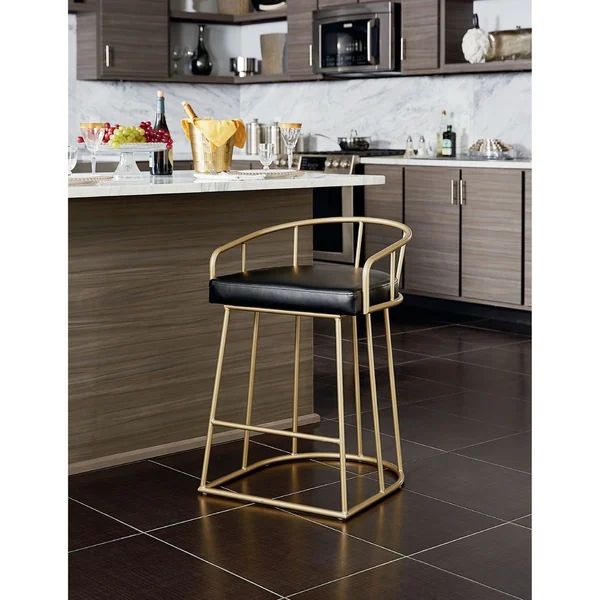 OSP Home Furnishings Mid Century Luna 26 inch Fabricated Counter Stool with Gold Base | Bed Bath & Beyond