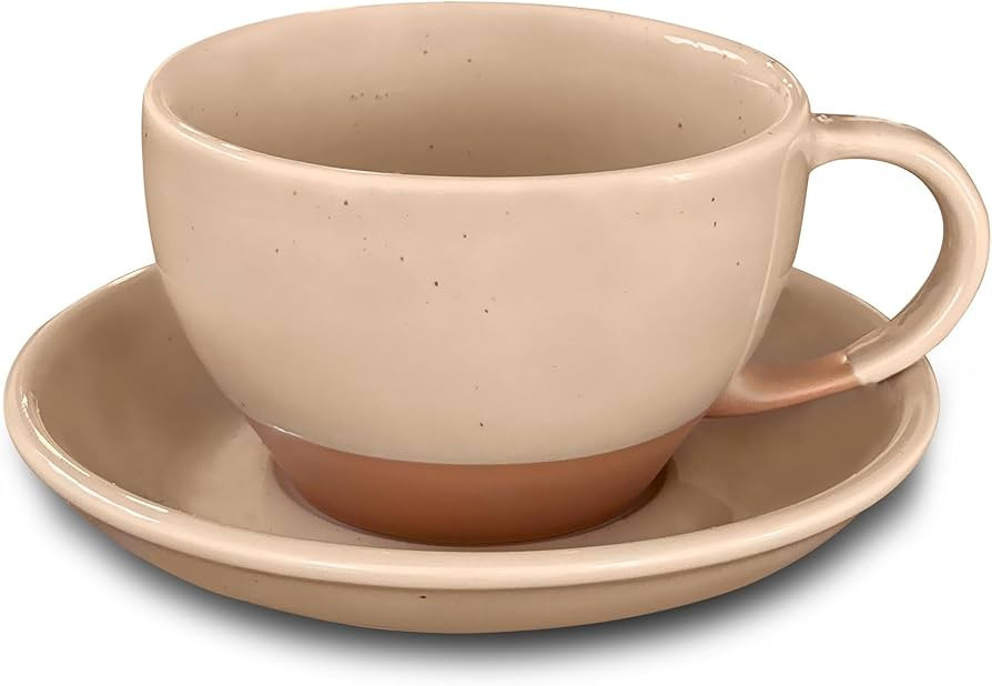 Mora Ceramic Latte Art Mug With Saucer - 10.5 oz, Round Bottom For Perfect Pours - Cafe Cups for ... | Amazon (US)