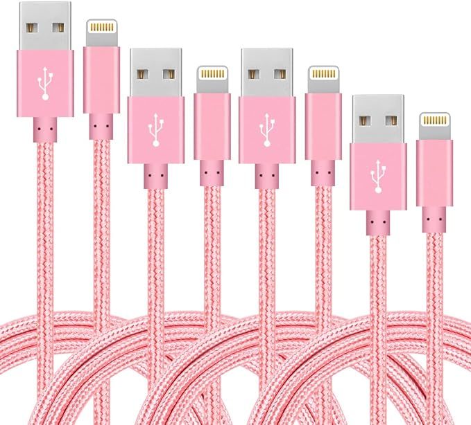 4Pack(3ft 6ft 6ft 10ft) iPhone Lightning Cable Apple Certified Braided Nylon Fast Charger Cable C... | Amazon (US)