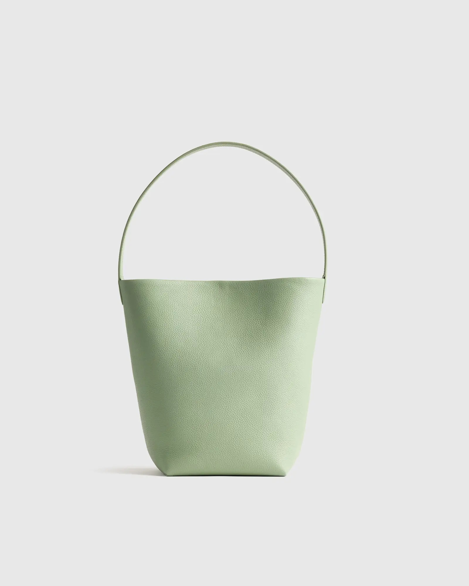 Italian Leather Soft Bucket Shoulder Bag in Pistachio Green | Quince