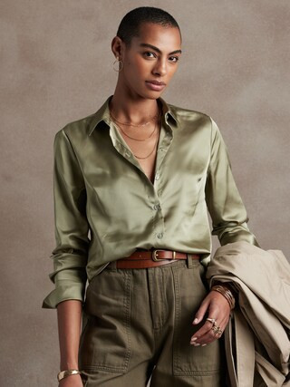 Satin Classic Shirt | Banana Republic Factory