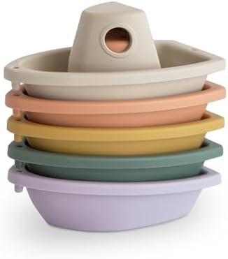 mushie Stackable Bath Boats Toy (Rustic) | Floating Bathtub Toys for Baby & Toddler, Set of 5 | M... | Amazon (US)
