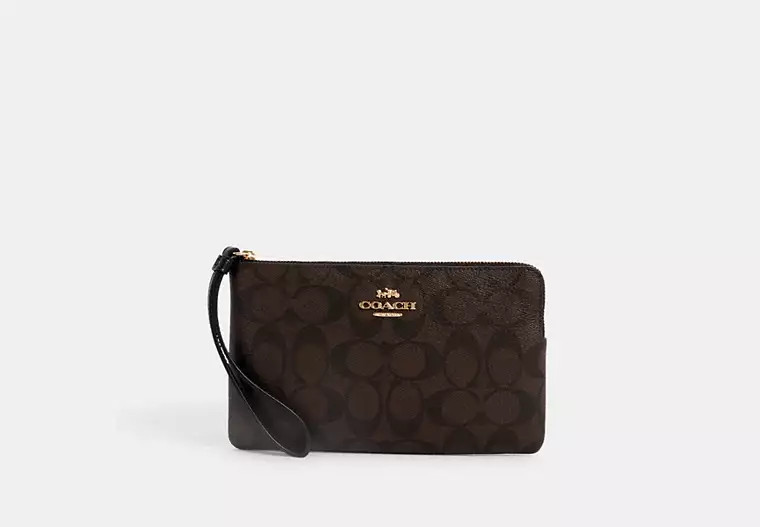 Large Corner Zip Wristlet In Signature Canvas | Coach Outlet US