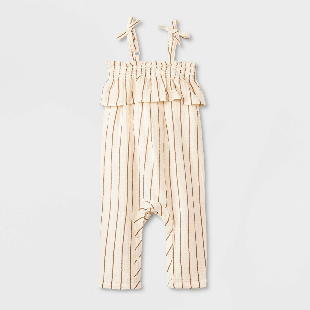 Grayson Collective Baby Girls' Sleeveless Gauze Striped Ruffle Jumpsuit - Cream | Target