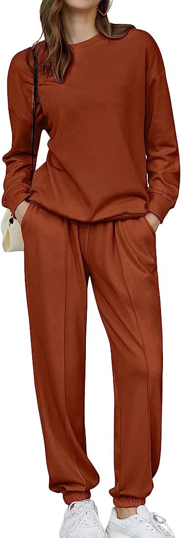 Hotouch Fleece Sweatsuit 2 Piece Outfit Winter Sherpa Lined Tracksuit Warm Up Suits Thick Sweatshirt | Amazon (US)